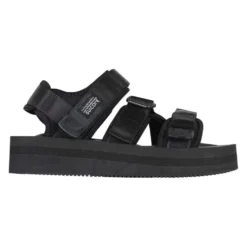 Sorte nylon sandaler med velcrolukning