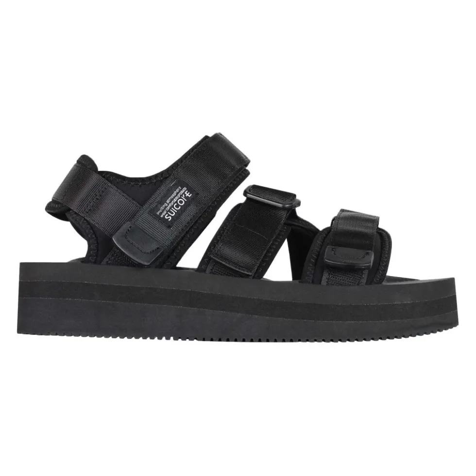 Sorte nylon sandaler med velcrolukning