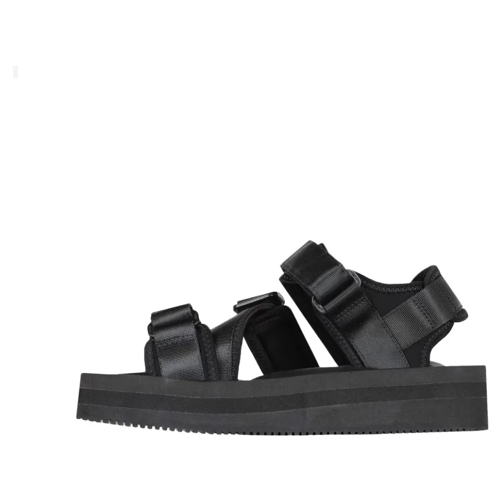 Sorte nylon sandaler med velcrolukning