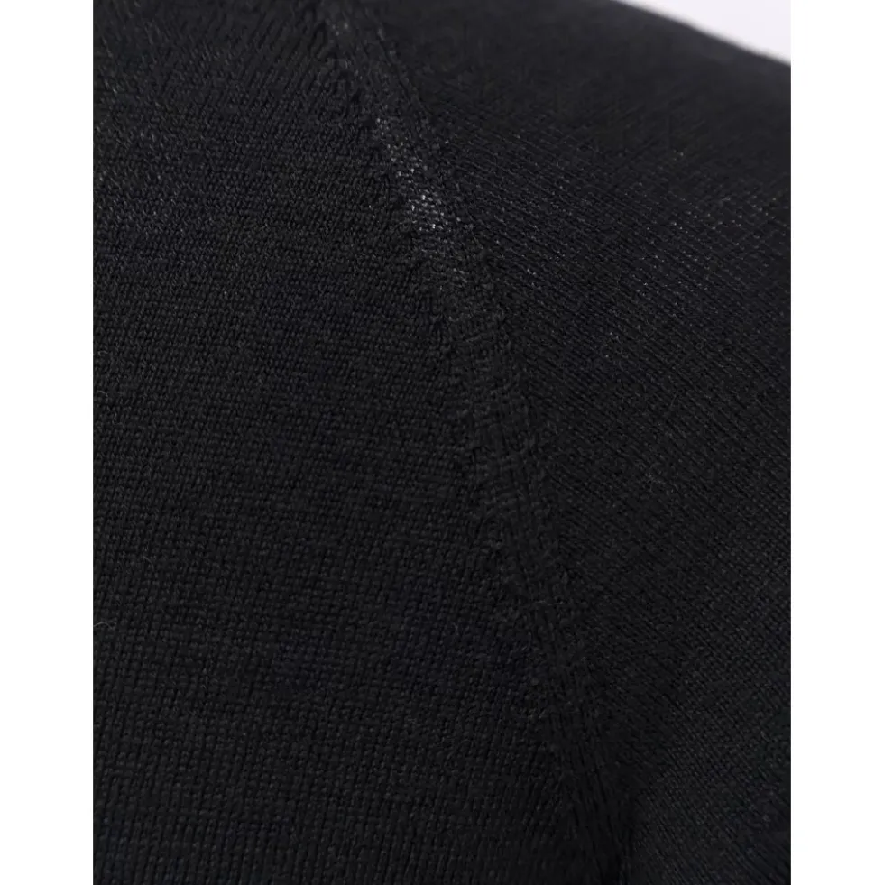 Sort langærmet letvægts uld sweater