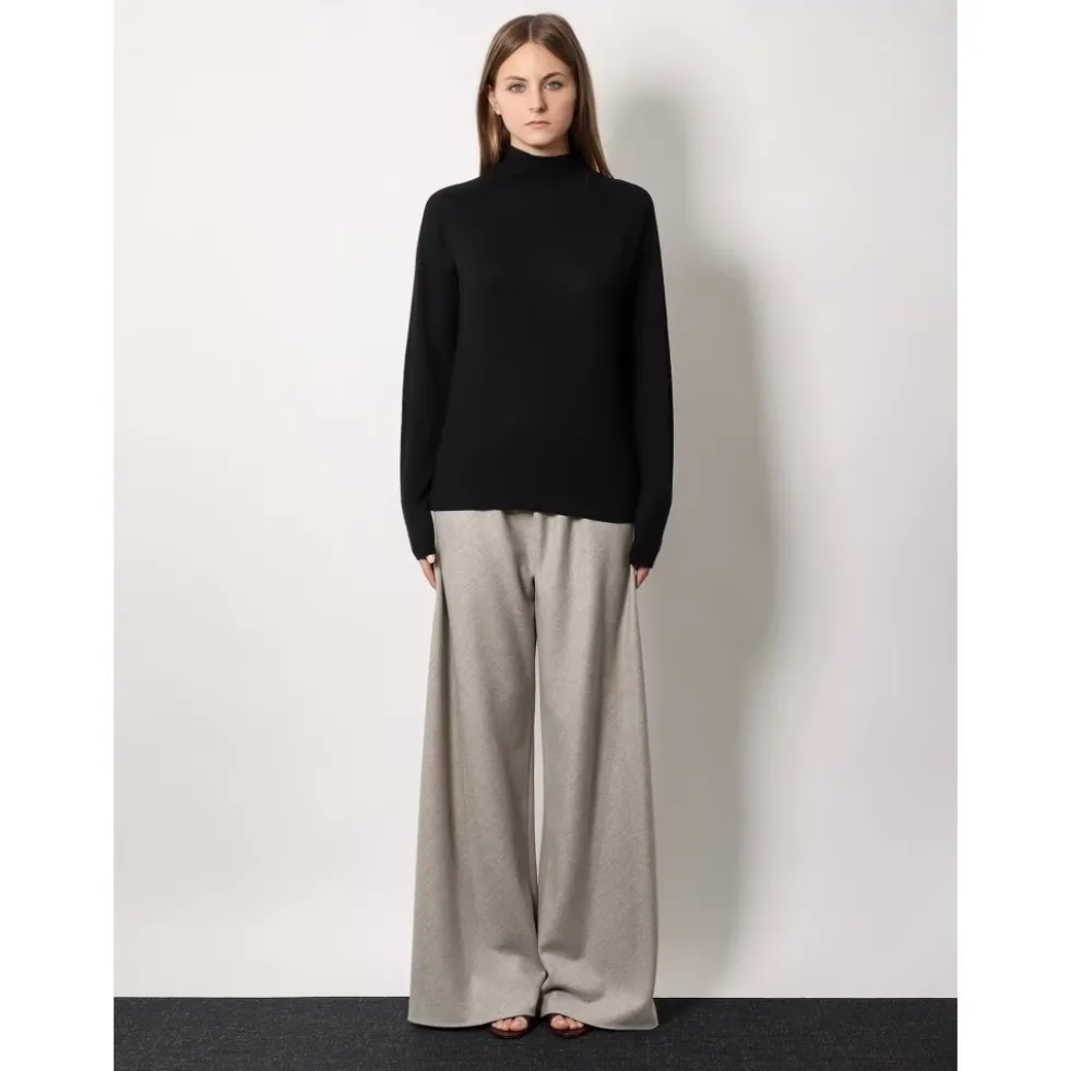 Sort langærmet letvægts uld sweater