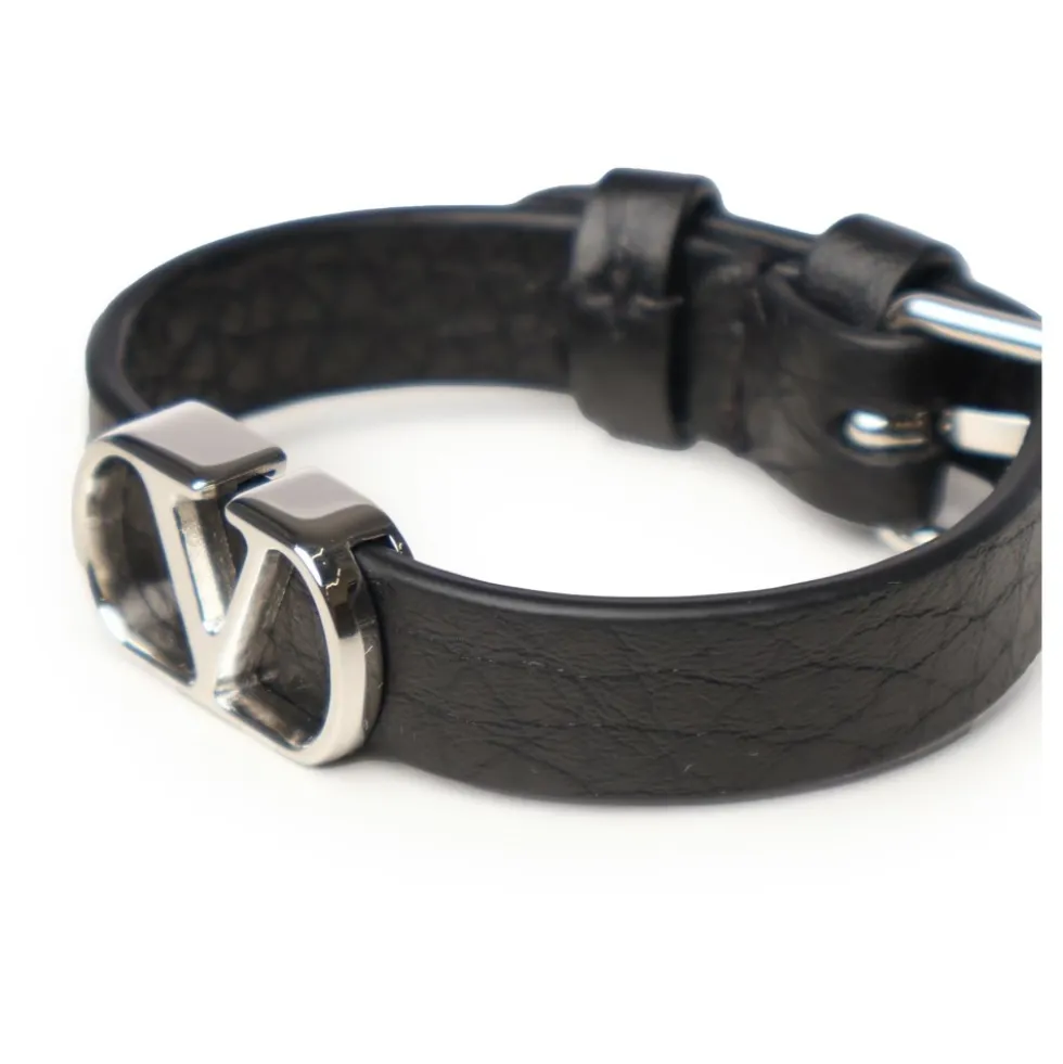 Sort Læderarmbånd Bijoux