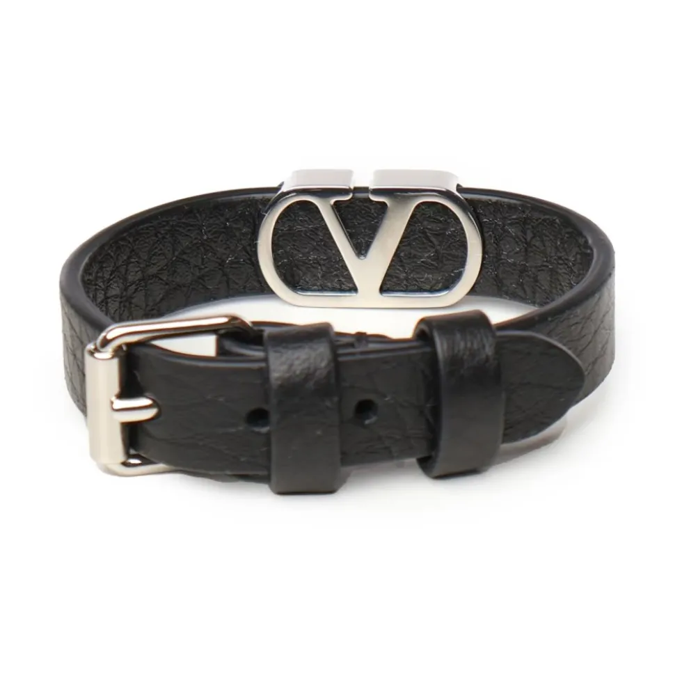 Sort Læderarmbånd Bijoux