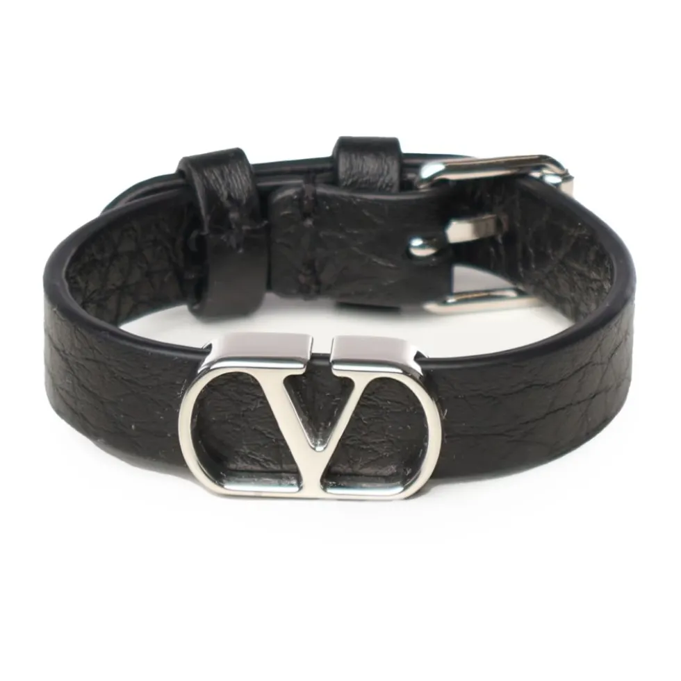 Sort Læderarmbånd Bijoux