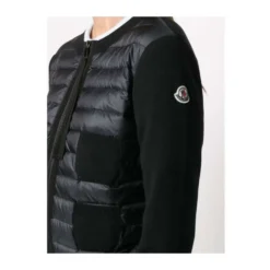 Sort Polstret Cardigan med Logo Patch