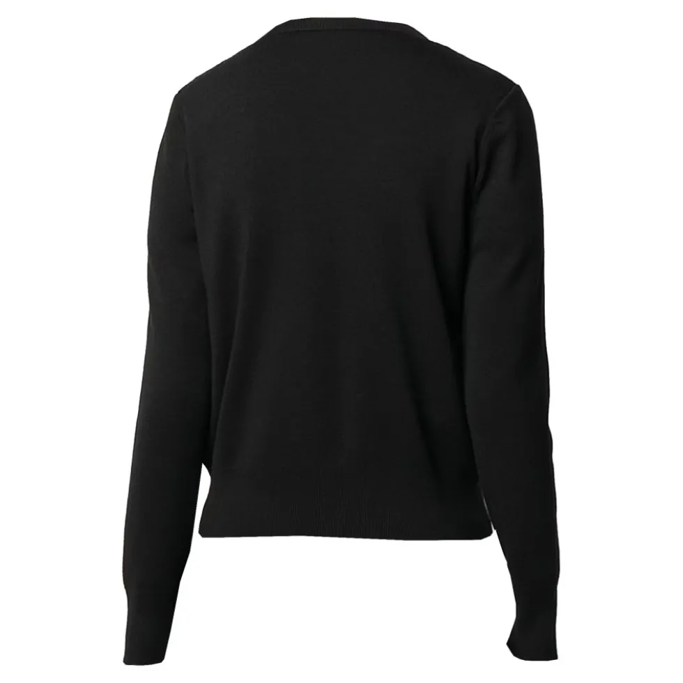 Sort Polstret Cardigan med Logo Patch