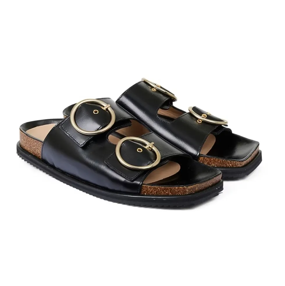 Sort Slip-On Sandal med Blød og Fleksibel Gummisål