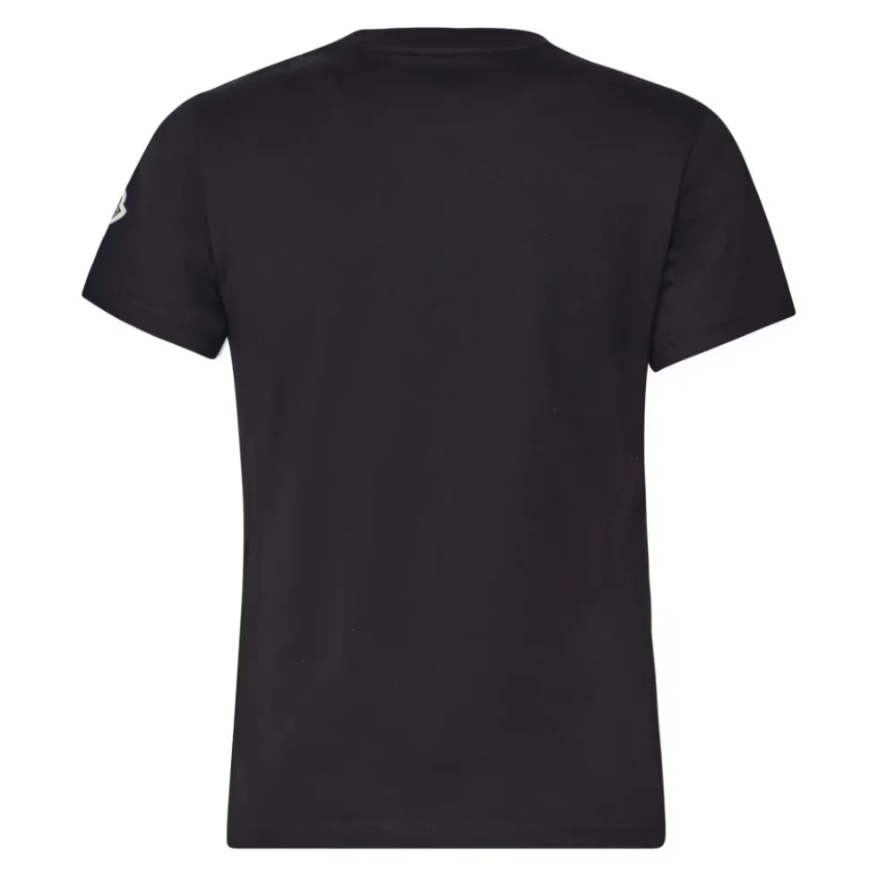 Sort T-shirt i bomuld med perlebesat logo