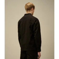 Sort Zip Skjortejakke 100% Bomuld