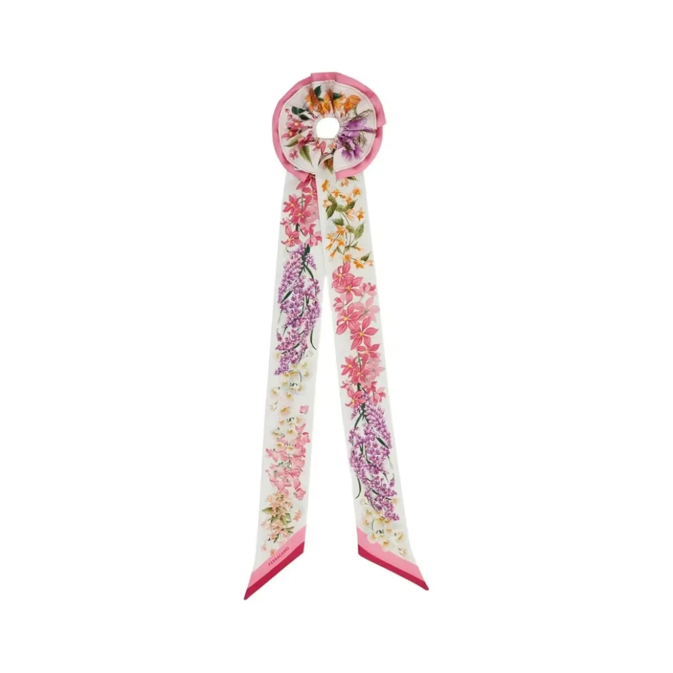 Spring Print Silk Scrunchie With Mini Bandeau