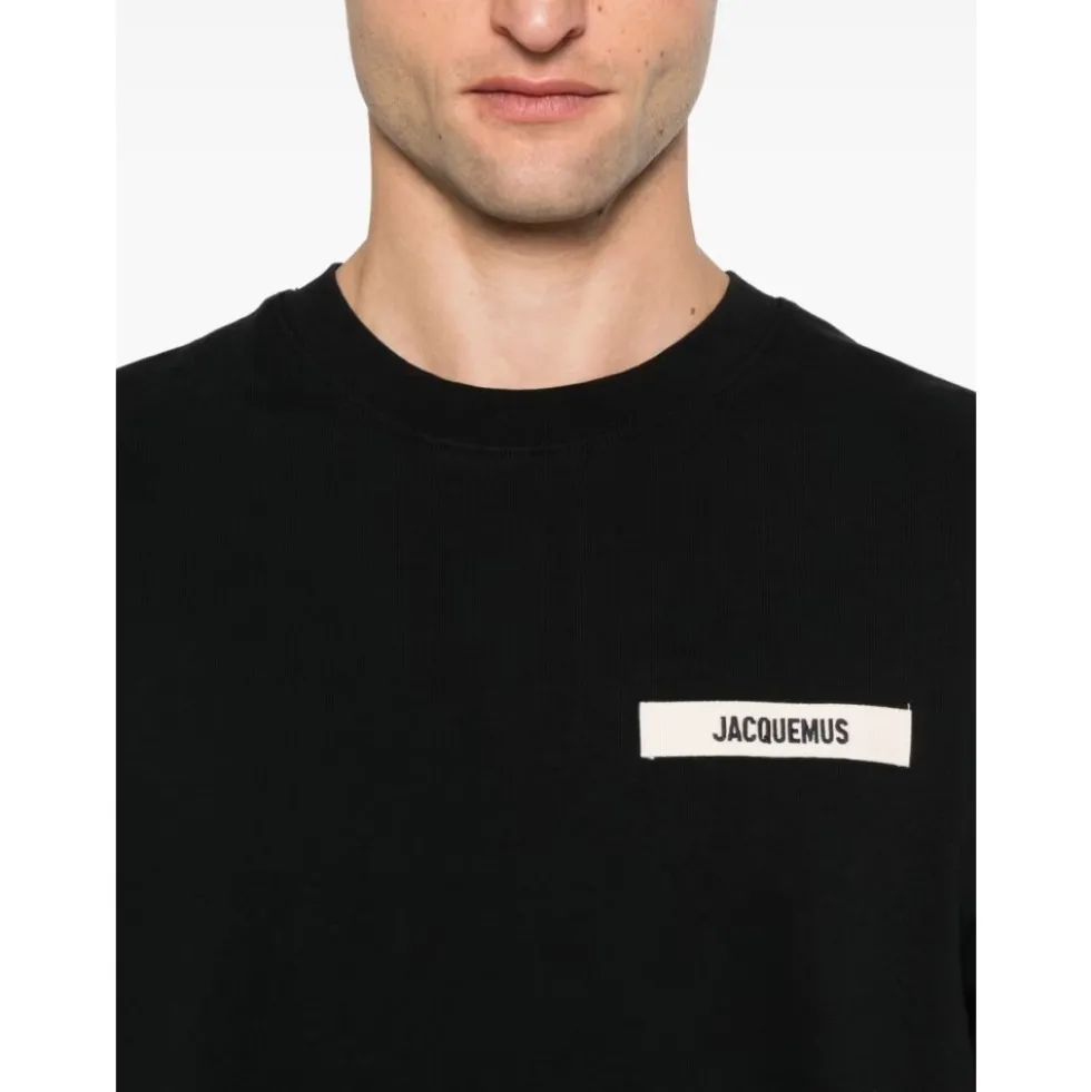 Stilfuld Bomulds T-shirt i Sort