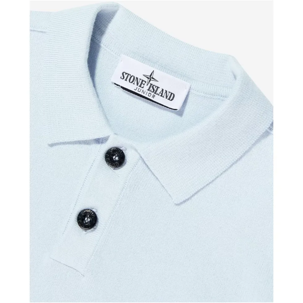 Strikket langærmet poloshirt