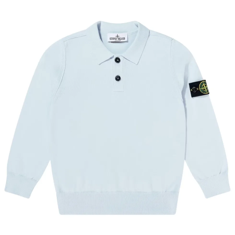 Strikket langærmet poloshirt