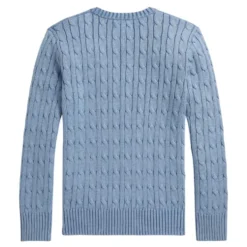 Strikket sweater i bomuld med fletmønster