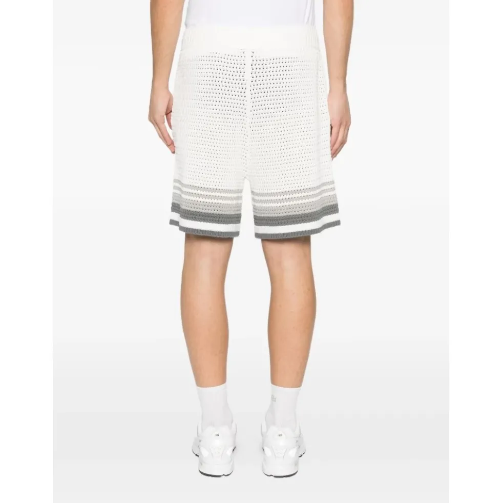 Striped Crochet-Detail Shorts