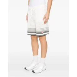 Striped Crochet-Detail Shorts