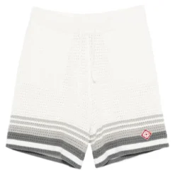 Striped Crochet-Detail Shorts