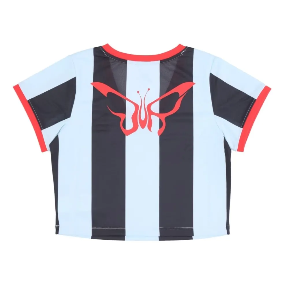 Stripes Crop Tee X Dua Lipa Blue Glow Cropped T-Shirt