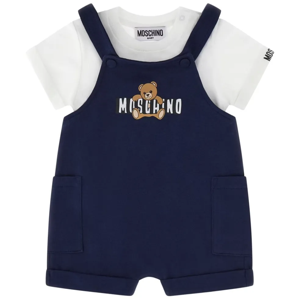Teddy Bear T-shirt og Overalls Sæt