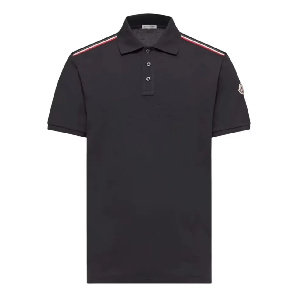 Trikolore-kantet bomuldspiqué poloshirt