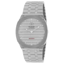 Uomo/Donna - YA163302 - 40mm 40 mm rustfrit stål flerlagskasse, tungt børstet grå urskive med rød GG727.25.A kalibergravering, armbånd i rustfrit stål med fem led
