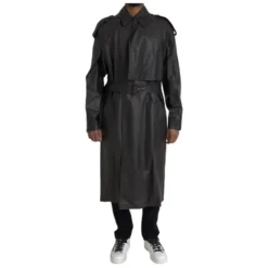 Vandtæt læder trenchcoat jakke