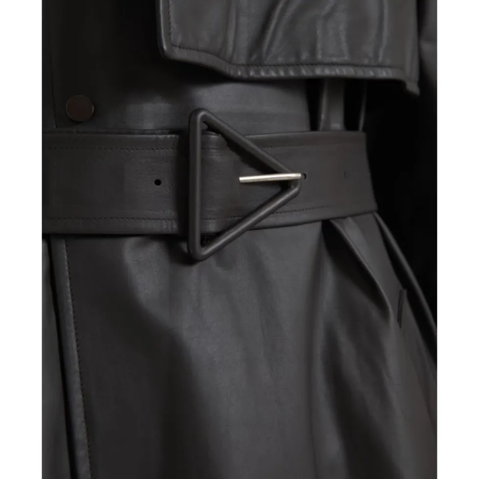 Vandtæt læder trenchcoat jakke