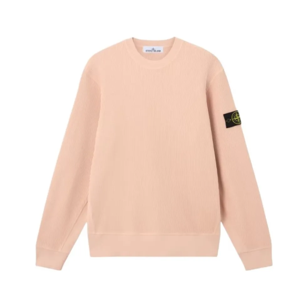 Waffle Cotton Crewneck Sweatshirt