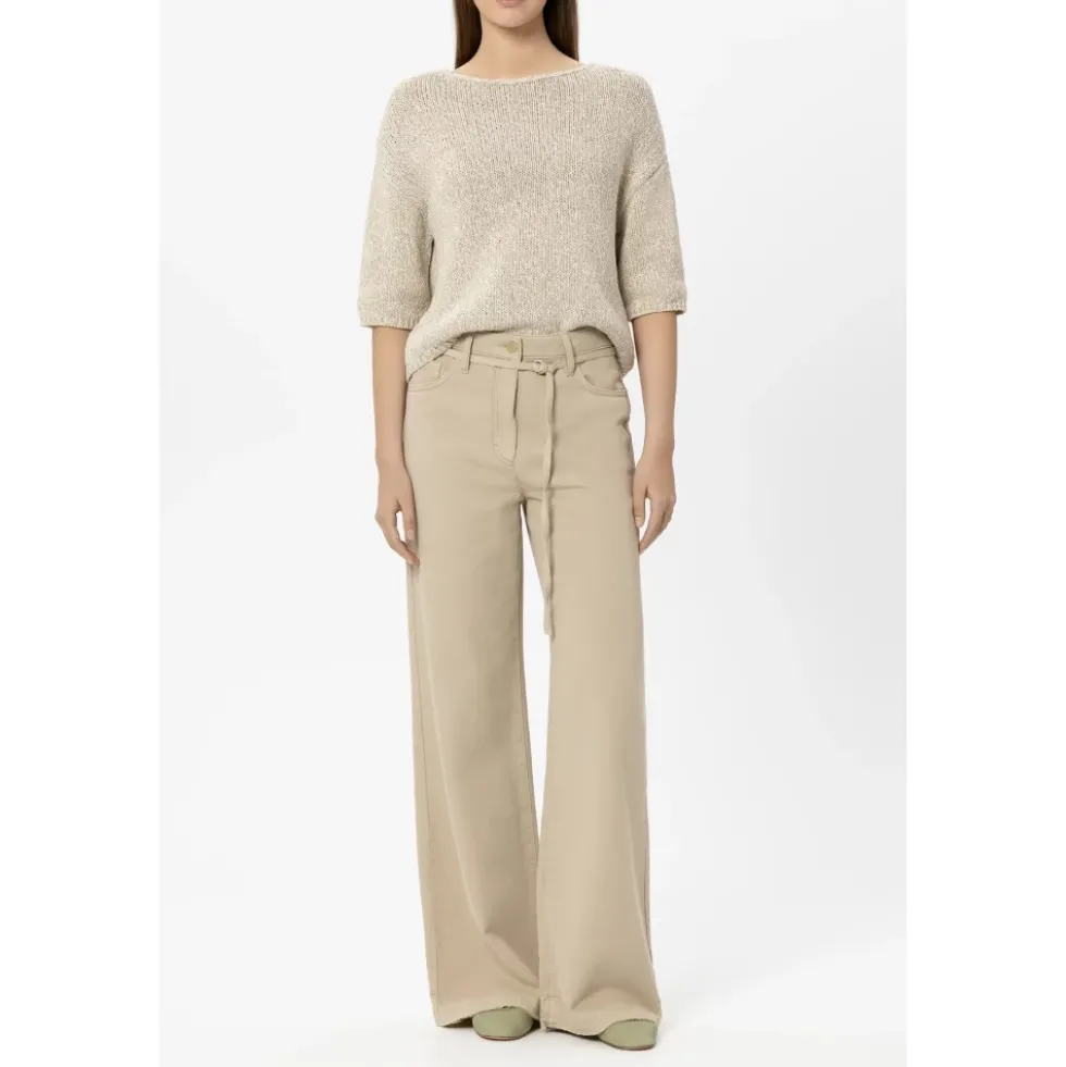 Wide-cut Jeans med smal snøre