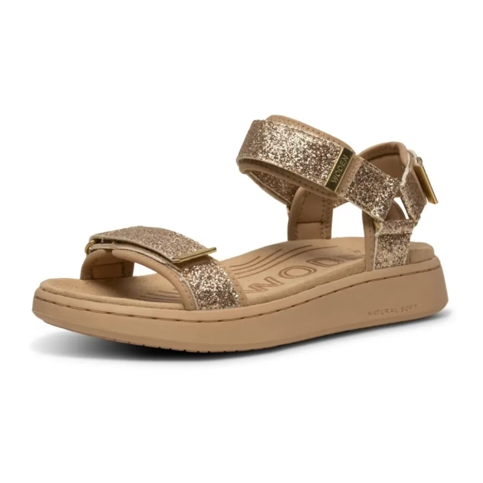 Woden - Sandal, Line Glitter - Coffe Cream / Multi