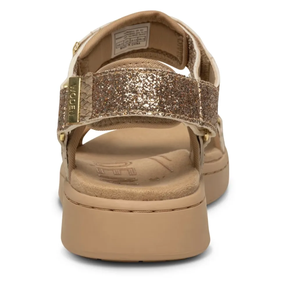 Woden - Sandal, Line Glitter - Coffe Cream / Multi
