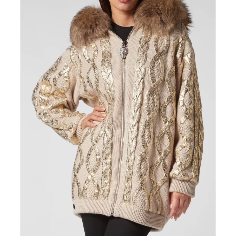 Wool & Foil Lurex Zip Cardigan