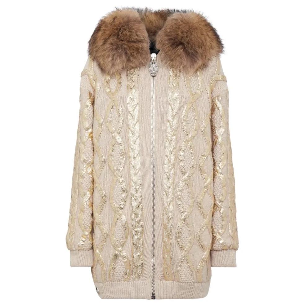 Wool & Foil Lurex Zip Cardigan